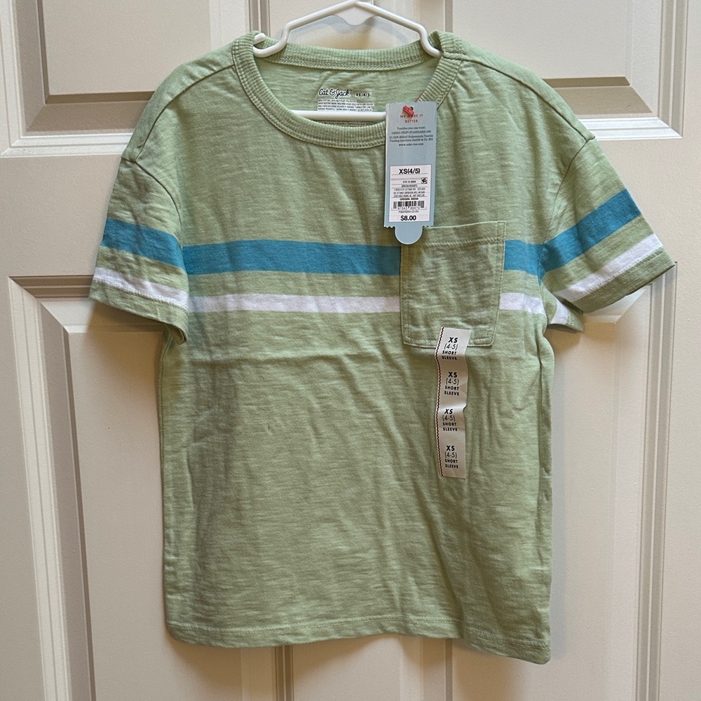 Cat & Jack Green and Blue Striped Tee